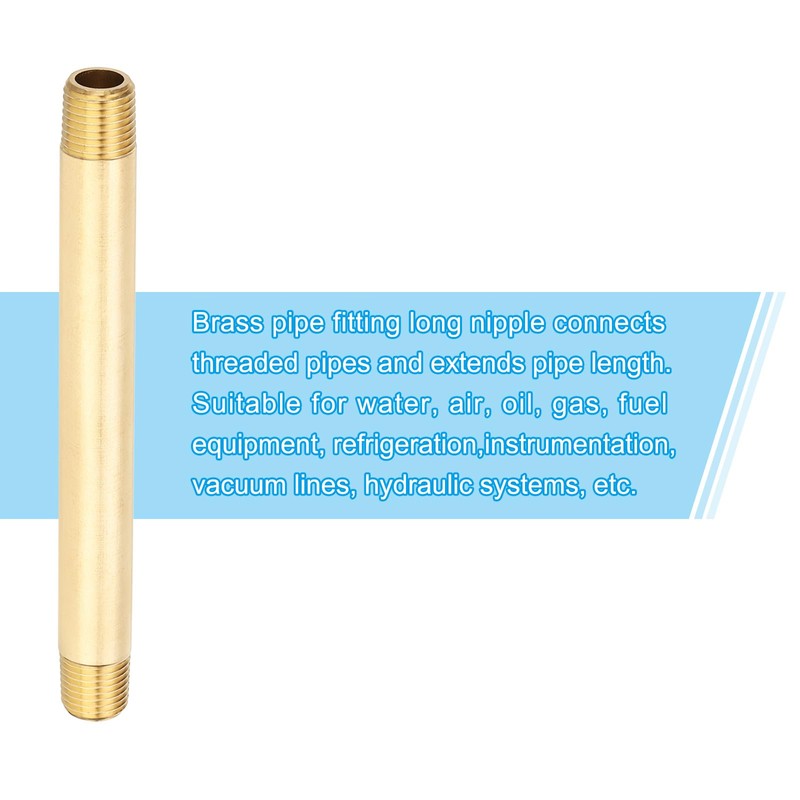 PATIKIL 1/4" x 1/4" NPT Male Brass Pipe Fitting Long