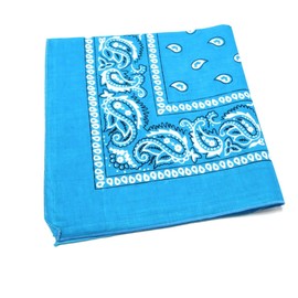 24 Pack Paisley 100% Cotton Double Sided Bandanas - By M.H.I. (Sky Blue)