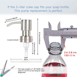 Soap and Lotion Dispenser Pumps, Stainless Steel Replacement Lotion Pump Parts, Brushed Nickel Metal Soap Dispensers（2 Pack