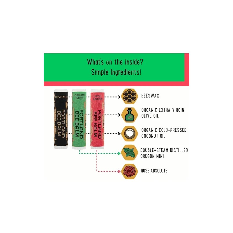 Bálsamo Labial Portland Bee Balm, Totalmente Natural, Hecho