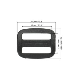PATIKIL 80mm / 3 Inch Tri-Glide Slide Buckles, 10 Pack Plastic Webbing Strap Fastener for Backpack Bag Belt, Black