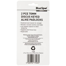 Fort Knox 77028 70 mm Discus Keyed Alike Padlocks, Silver