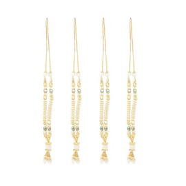 Set of 4 Mala Artificial Beads Ribbon Garland, Mala Pooja Sringar Articles Ornament Indian Traditional Festival Decoration Home Office Temple Decor for God Frame Housewarming(Size:-8" Inches)