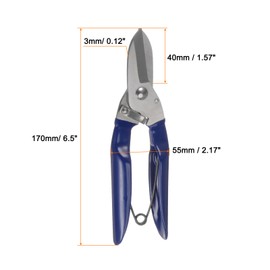 HARFINGTON Aviation Tin Snips 6.5 Inch Stainless Steel Straight Metal Cutter Shear with Blue Handle for Cutting Metal Copper Sheets