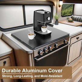 Aluminum RV Stove Top Cover & Gas Burner Board - Dual Non-Slip Design, Essential Camper Kitchen Accessory for Space Optimization, RV Noodle Board Stove Cover - 19.6" x 17"