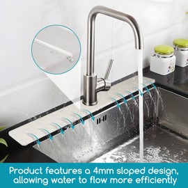 Faucet Mat for Kitchen Sink 24'' Long Diatomite Fast Drying Stone Sink (white)