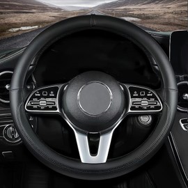 Custom fit for Toyota Car Steering Wheel Cover, Nappa Leather Car Steering Wheel Cover Non-Slip Steering Wheel Cover, Designed for Toyota Interior Accessories (Black,for Toyota)