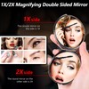 Wooden Surface Metal Frame Round Travel Mirror