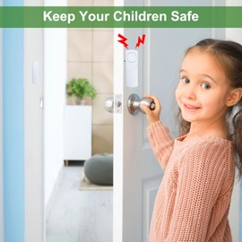 Door Window Alarm, 90dB Door Alarms Sensor for Kids Safety, Home Security, Door Window Burglar Alarm, Window Pool Alarms for Home, Apartments, Offices, Hotel Rooms (4pack)