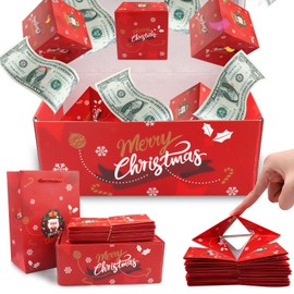 Estivaux Christmas Surprise Box for Money, Exploding Surprise Box Xmas Santa Gift Box Surprise Gift Box Red Bouncing Money Box Cash Explosion Gift Box for Present Christmas Party Supplies