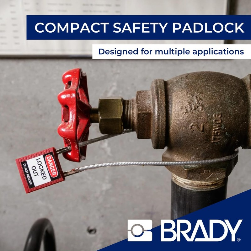 Brady Compact Cable Padlock - Lockout Tagout Security Lock -