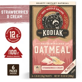 Kodiak Cakes Strawberries & Cream Oatmeal Packets (Pack of 6)