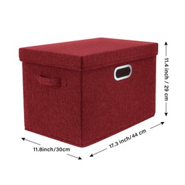 TYEERS Large Collapsible Storage Bins with Lids, Organization Bins for Closet Storage, Clothes Storage, Folding Storage Box with Lids for Home Office Storage - 2 Pack - Red Wine