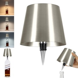 Wireless Bottle Lamp, 2024 New 3 Color Rechargeable Wine Bottle Lights for Bars Restaurants (Silver, 1PC)