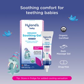 Hyland's Baby Organic Night Oral Soothing Gel, with Chamomile, Calendula, and Fennel, Cooling Gel for Oral Discomfort, Easy-to-Apply, Ages 2 Months and Up, 0.53 Ounce