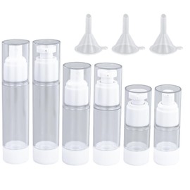 Pack of 6 Empty Airless Pump Dispenser, Cream Dispenser, Pump Dispenser, Portable Empty Refillable Vacuum Travel Bottles for Filling, Travel Set, Cosmetics for Lotion, Cream, Gel, Shampoo with 3