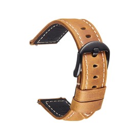 Crazy horse Italian Vintage Calf Genuine Leather Replacement Watch Strap Quick Release 20mm 22mm 24mm Watch Band (22mm, Tan)
