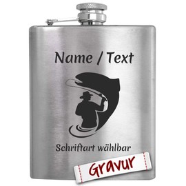 Fishing Gift Hip Flask with Engraving, Angler Gifts for Men, Gift Idea Men, Dad and Grandpa for Birthday, Retirement, Father's Day