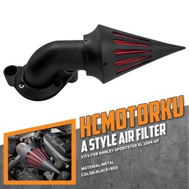 HCmotorku Motorcyle Air Filter Air Cleaner Kit CNC Fit for Harley Sportster XL Iron 883 1200 2004-2022 (Black)