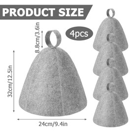 Pack of 4 Sauna Hat, Felt Sauna Hat, Sauna Hat, Felt Sauna Cap for Men and Women, Sauna Hat, Shower Cap, Soft and Comfortable, Both for Men and Women, Suitable for Sauna, Spa, Bathroom (Grey)