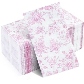100 Pack Pink Floral Guest Hand Towels Disposable for Bathroom, Spring Flowers Paper Napkins Decorative for Bathroom Toilet Powder Room Holiday Wedding Bridal Shower (large, Pack, 100)