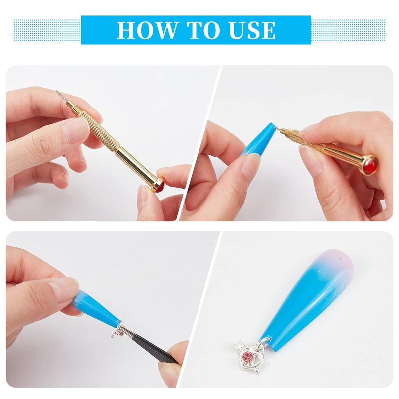 OLYCRAFT 25pcs Nail Tools Hand Drill Nail Art Punch Tool