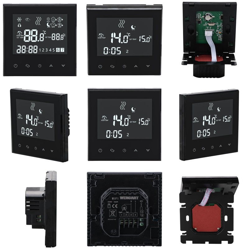 Wengart Home Thermostat Programmable WG03-4,AC230V Max3A Touch Screen LCD Display