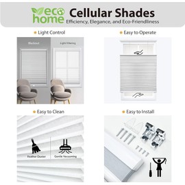 DEZ FURNISHINGS Cordless 1.5" Blackout Top Down Bottom Up Cellular Shade, 61" W x 54" H, White