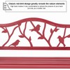 PHI VILLA Red Bird Garden Bench, 50” Metal Outdoor Bench