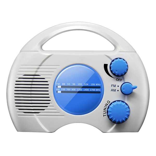 Hahhhha SY-910 Upgarde Radio de douche étanche à 5 niveaux AM FM compact avec haut-parleur intégré, accessoire de détente sans fil (bleu)