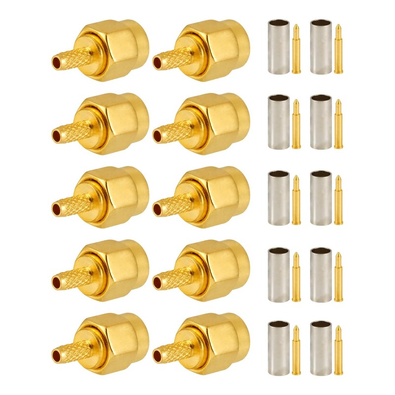 POBADY 10PCS SMA Conectores SMA Macho Crimpado Connector para RG316