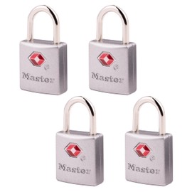 Master Lock Brass TSA Locks for Luggage with Key, TSA Approved Keyed Padlock for Backpacks, Suitcases, and Luggage, Zipper Lock, 4 Pack, 4683Q