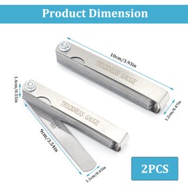 2PCS Youzzei 32 Blades Feeler Gauge, 0.04-0.88mm(0.0015-0.035 Inch) Dual Markered Feeler Gauge Imperial and Metric, Stainless Steel Feeler Gauges Metric for Guitar, Spark Plug, Piston Measure