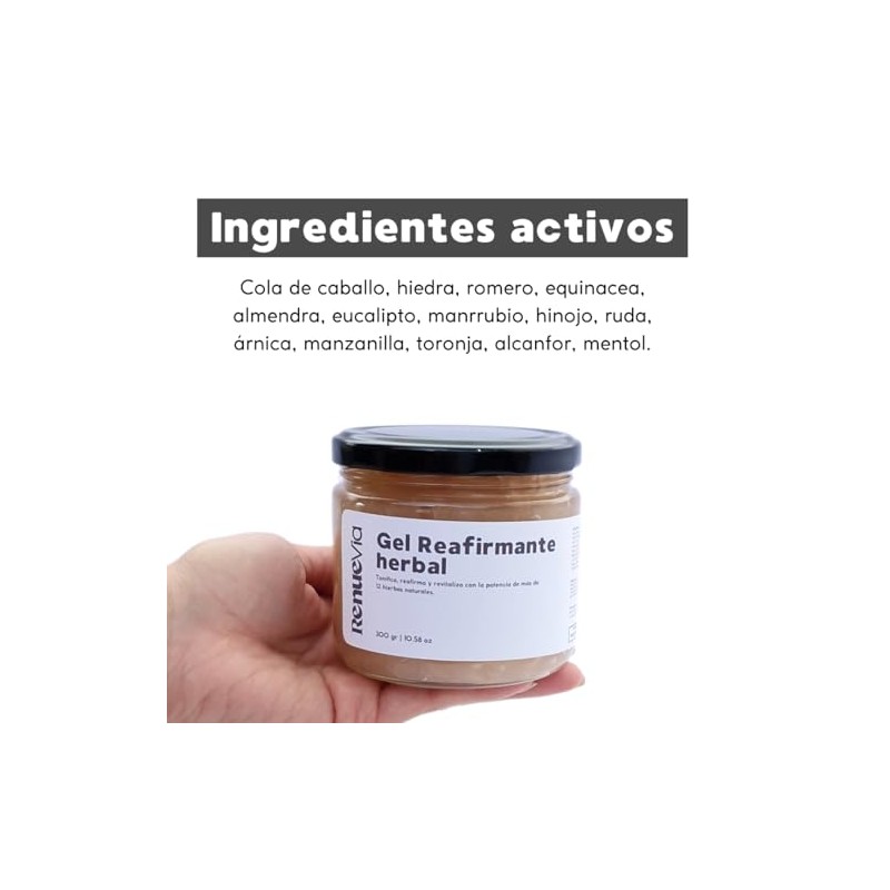Gel Reafirmante Herbal, 300 g, Fórmula Natural con Mentol y