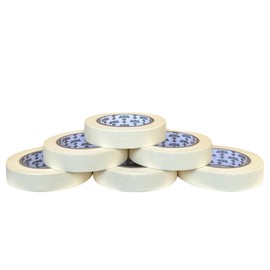 REQUISITE NEEDS Pack of 6 Masking Tape, 24mm Wide, 50 Metre Rolls, Ideal for Painters, Decorators Professional & DIY Use, Painting Walls, Packaging, Crafts & more