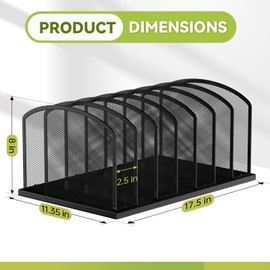 MINDEPOT Desk File Organizer 7 Sections Upright Mesh File Sorter Organizer for Desk, Office Organization File Holder for Home, Office & Classroom (Black, 1Pack)