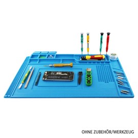 Minadax Heat Resistant (up to 500°C) Soldering Mat with Magnetic Fields + Antistatic Gloves Size L + Wrist Strap with Extension - 30 x 45 cm - Ideal for Repairs