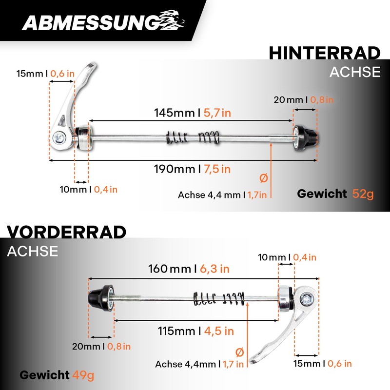 LOEVELOSI Bicycle Quick Release Extra Light Rear Wheel Axle, MTB,