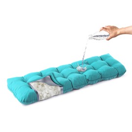 IPYNBAP Bench Cushion for Outdoor Furniture, 48x18x5 Inch, Waterproof Outdoor Bench Cushion, Tufted Bench Seat Cushion, Fade-Resistant Bench Pillow, Patio Bench Pad for Outdoor/Indoor Chair, Teal Blue