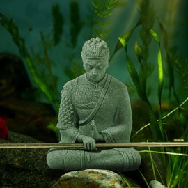 Fish Tank Buddha Statue Ornament,Zen Garden Aquarium Decor,Meditating Statues for Underwater Landscaping,Sandstone