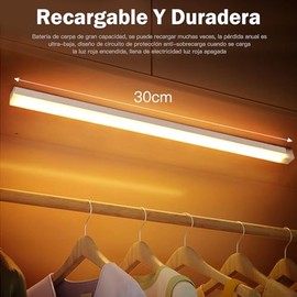 Luz Led con Sensor de Movimiento, Luces para Debajo del Clóset - 4 Piezas Recargables con Banda Magnética, Para Armarios, Cocinas, Escaleras y Debajo del Mostrador (30 CM)