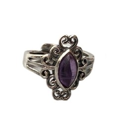 VIE Boho Oval Crystal Ring, Amethyst