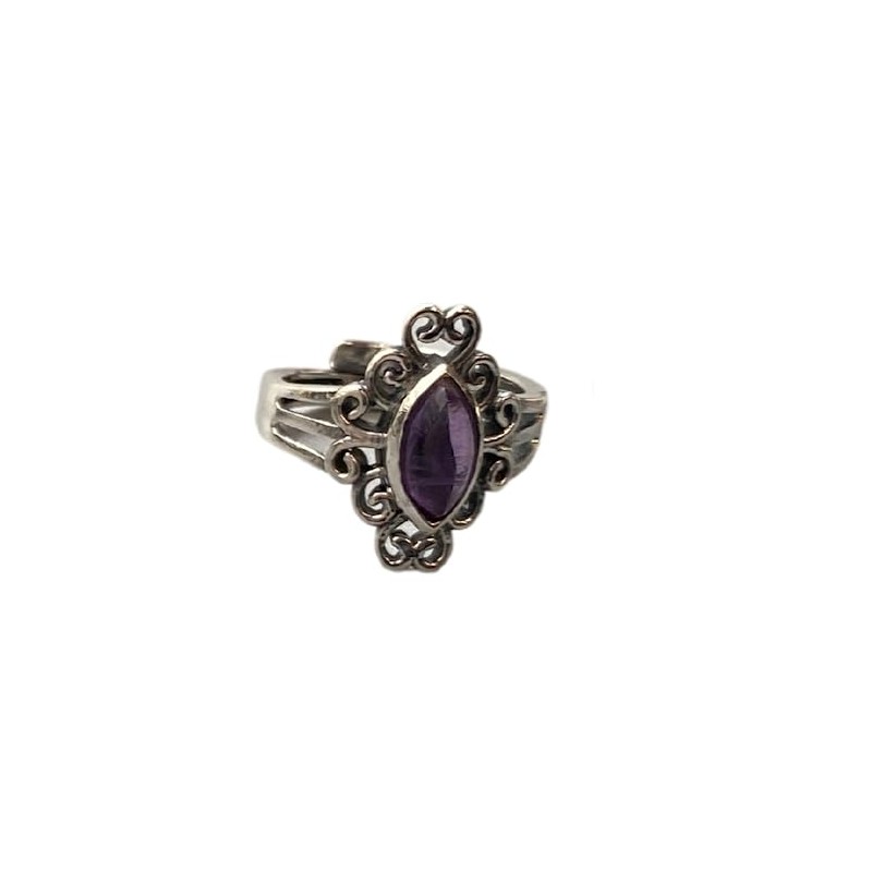 VIE Boho Oval Crystal Ring, Amethyst
