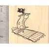 Pirate Raft Rubber Stamp, with Jolly Roger