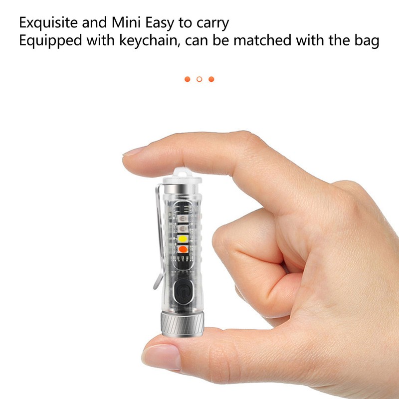 Keychain Flashlight Bright IP65 Waterproof Rechargeable Red Blue Black Light