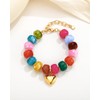 FAUTHENTICUTE Chunky Colorful Beaded Bracelet Gold Heart