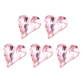MECCANIXITY 5 Pcs 3D Heart Pink Nail Rhinestones 12x13mm K9 Glass Crystal Rhinestones Pointed Back Crooked Heart Gems for Nail Charm Art DIY Craft