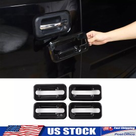 BEBECAR 4pcs Glossy Black Exterior Door Handle Panel Add-on Cover Fits Hummer H2 2003-09