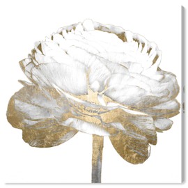 The Oliver Gal Artist Co. Floral Wall Art Canvas Prints 'White Gold Luxe Flower Diecut' Home Décor, 12" x 12"