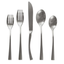Knork N6PMMF0 260 Curve Collection Flatware Set (20 Piece), Matte Silver